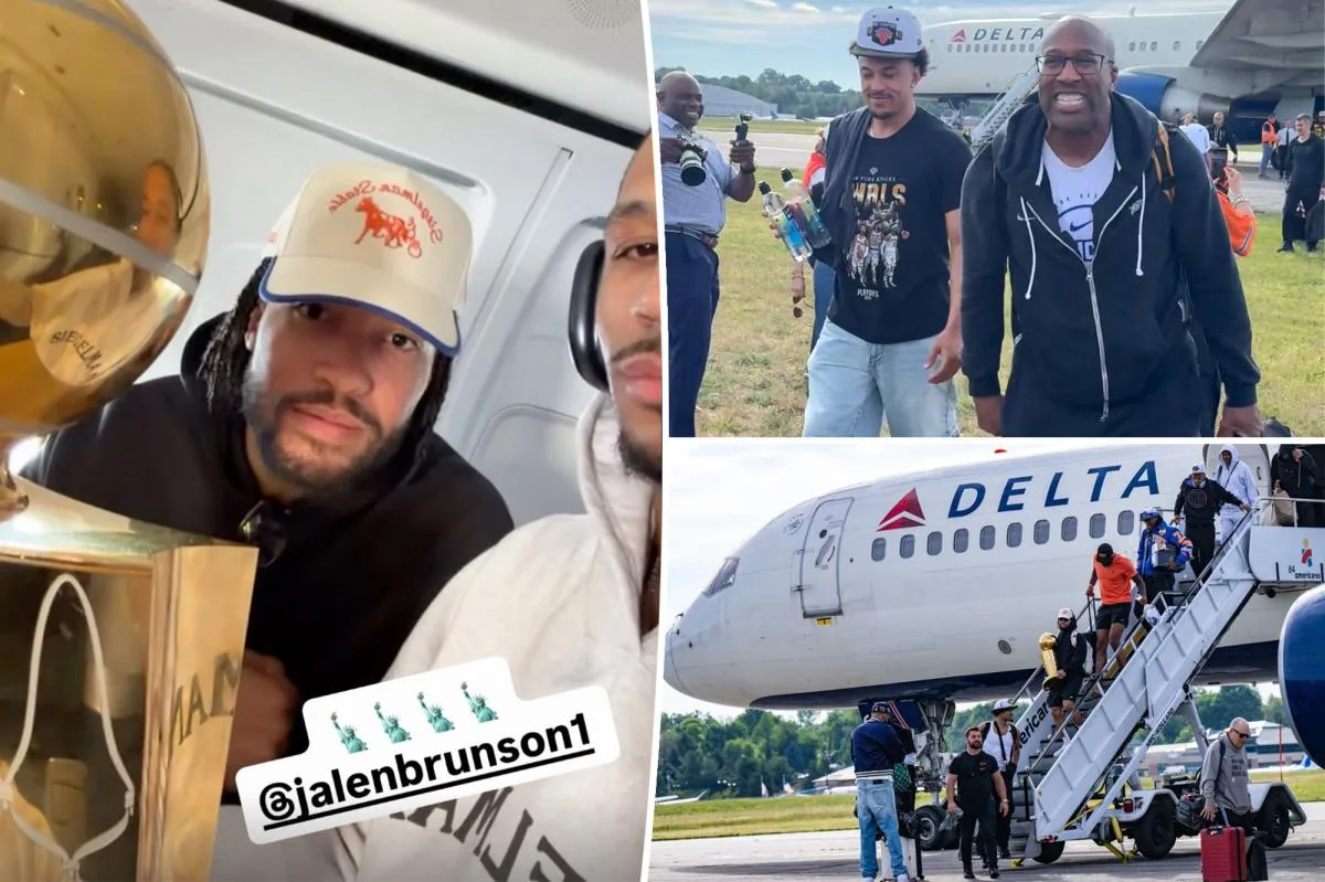 Controladores aéreos felicitan a los Knicks mientras el equipo celebra el título en vuelo de regreso