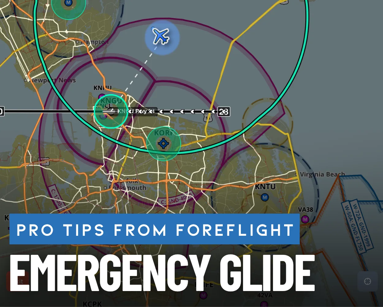 Función Emergency Glide de ForeFlight facilita la gestión en fallas de motor