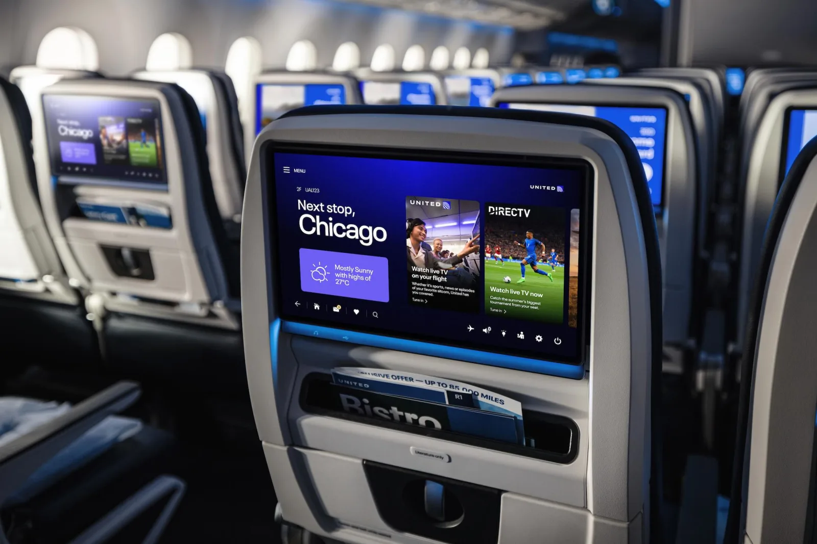 United Airlines incorpora televisión en vivo en pantallas de Starlink durante el verano