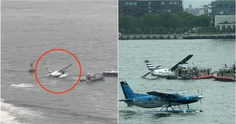 Avión realiza aterrizaje de emergencia en el East River de Nueva York sin víctimas fatales