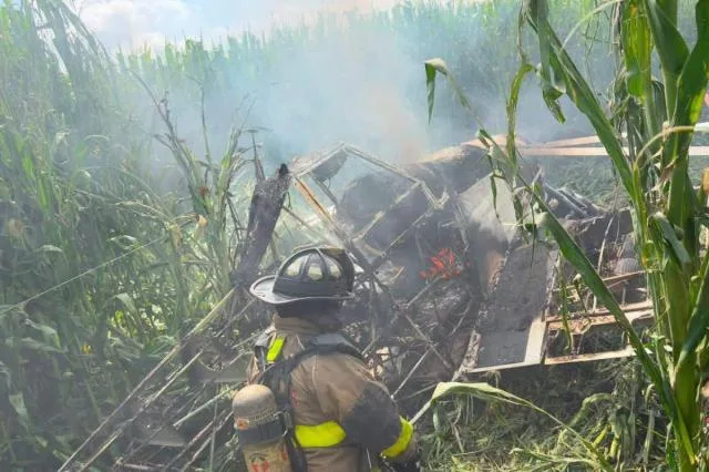 Avioneta de fumigación agrícola se desploma sin víctimas en Querétaro